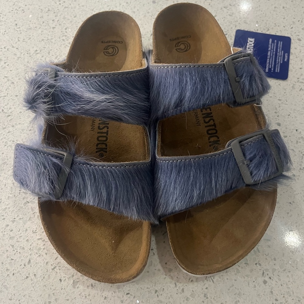 Birkenstock Arizona Hairy Hyper Mauve Sandals Size EU 38 Narrow Fit - Picture 2 of 4